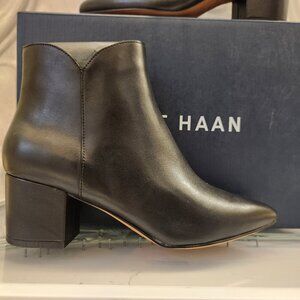 Cole Haan Black Leather "Elyse" Booties. NIB. Size 6
